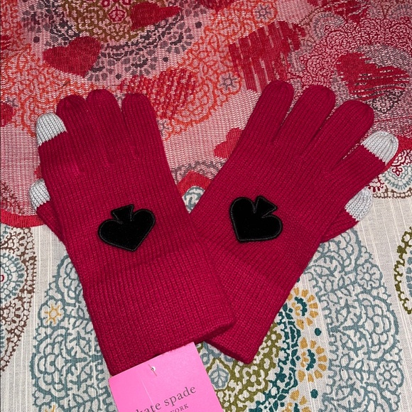 Kate Spade Pink and Black Striped Beanie and Gloves - Picture 7 of 10